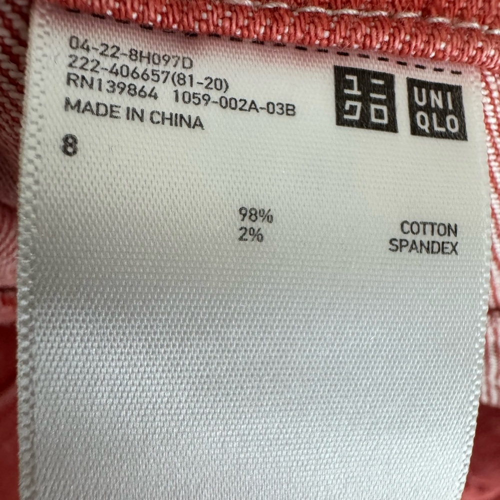 Uniqlo U Women’s Red Washed Button Front Denim Skirt with Pockets Size 8 - Picture 8 of 10